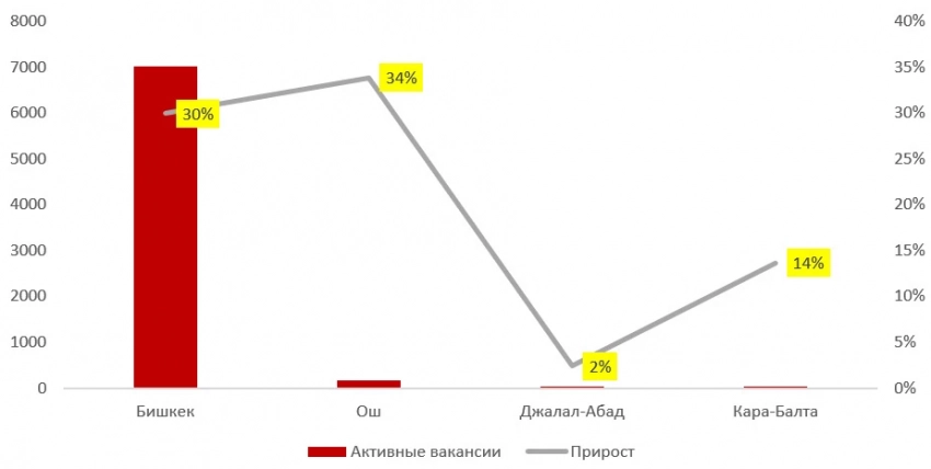 Зарплаты выше, вакансий больше. HeadHunter оценил тенденции на рынке труда Кыргызстана