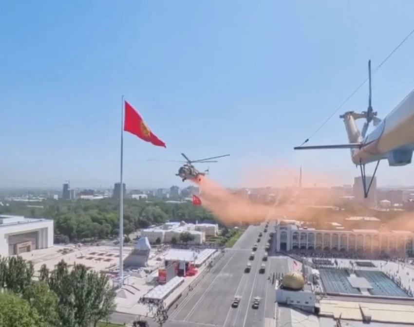Видео парада Победы в Бишкеке, снятое с вертолетов