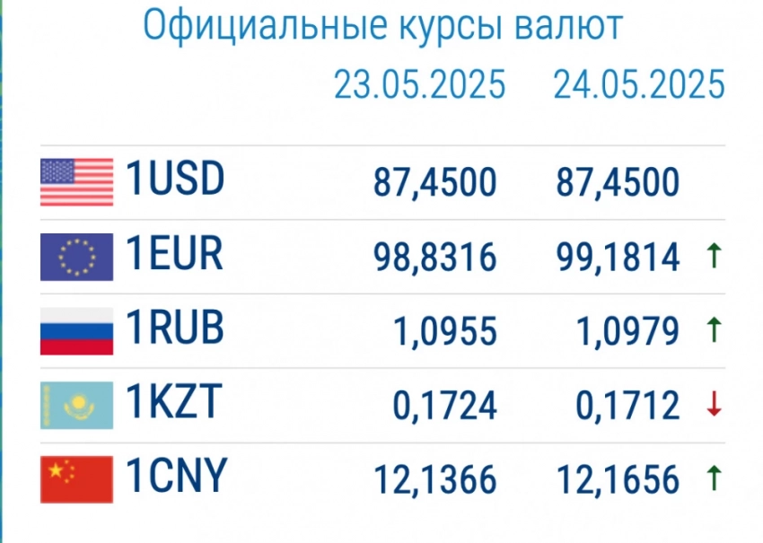 Курс валют в коммерческих банках 26 мая: цена евро перевалила за 100 сомов