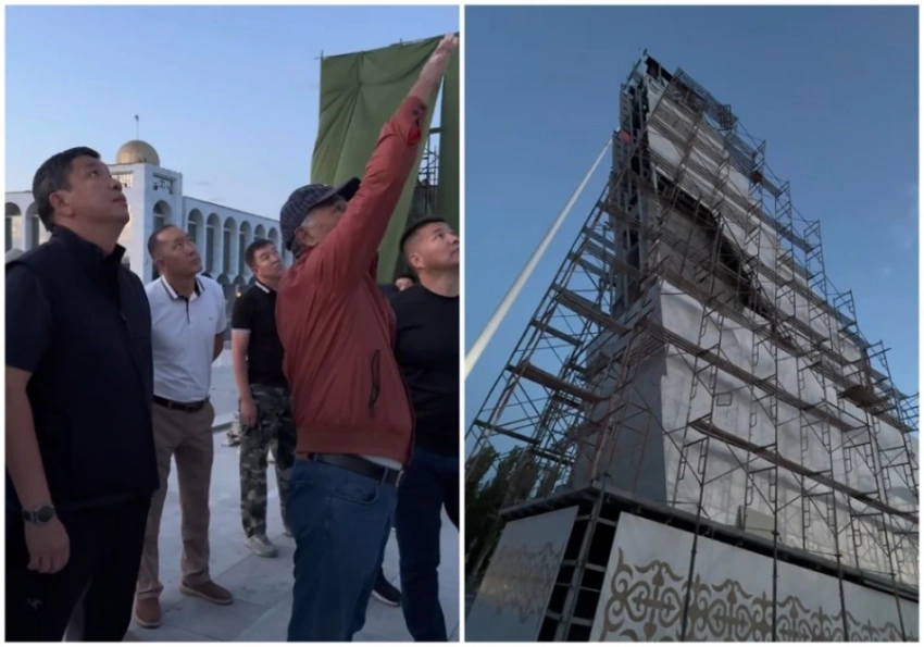 На площади Ала-Тоо завершают реконструкцию постамента памятника Манасу