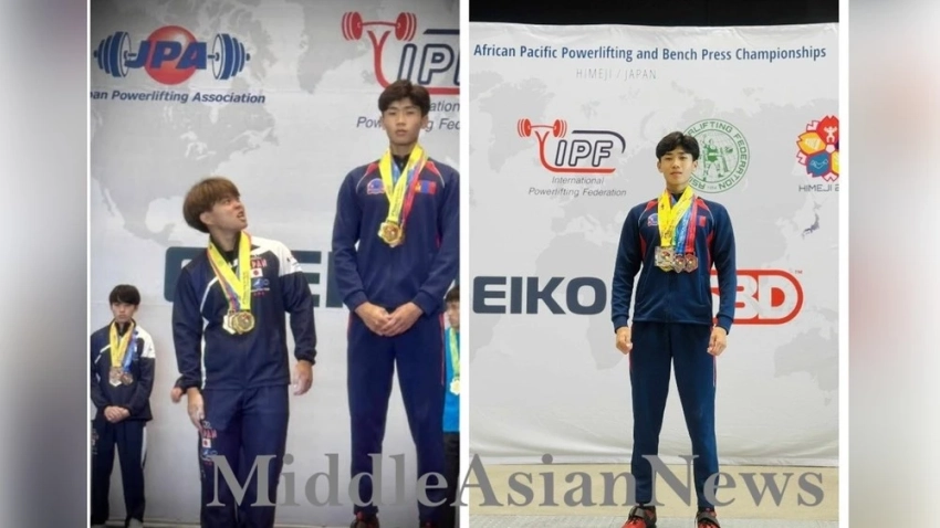 Выпускник 12 класса школы № 1 сомона Хэрлэн завоевал 4 медали на чемпионате Азии по пауэрлифтингу