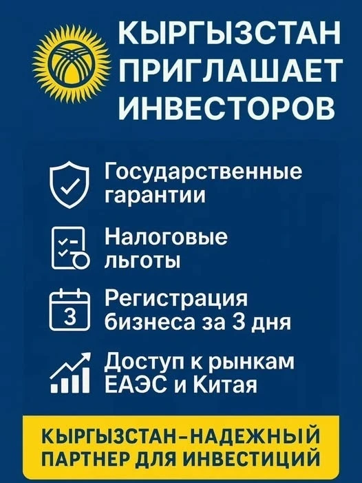 В Кыргызстане инвесторов ждут: налоги - ниже, регистрация - за 3 дня