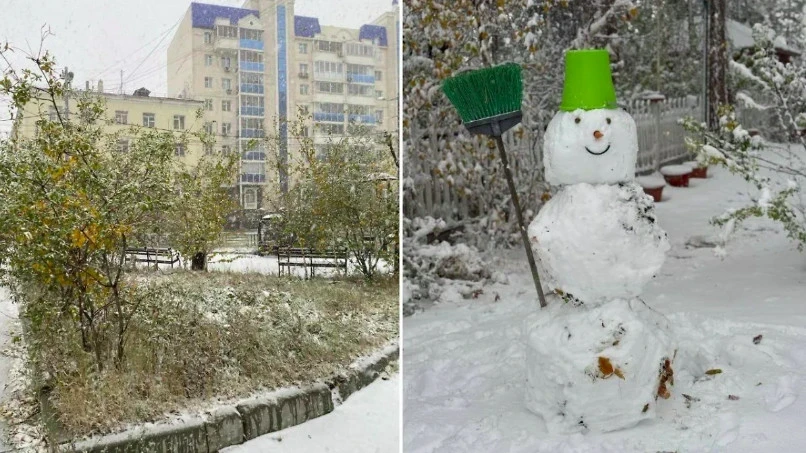 В Якутии выпал сентябрьский снег и устроил коллапс на дорогах