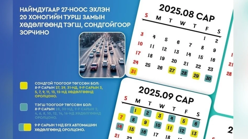 В Улан-Баторе завершилось ограничение движения по четно-нечетным дням