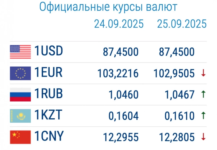 Курс валют в банках Кыргызстана 25 сентября: евро дешевеет
