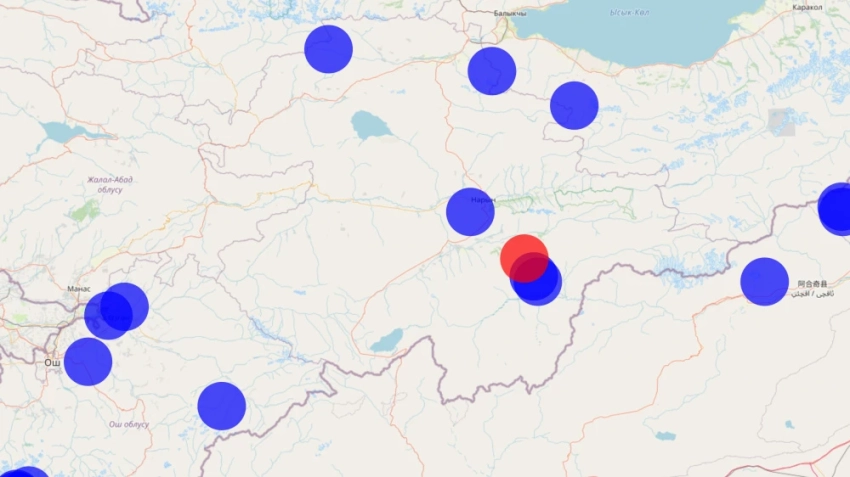 В Нарынской области произошло землетрясение магнитудой 4