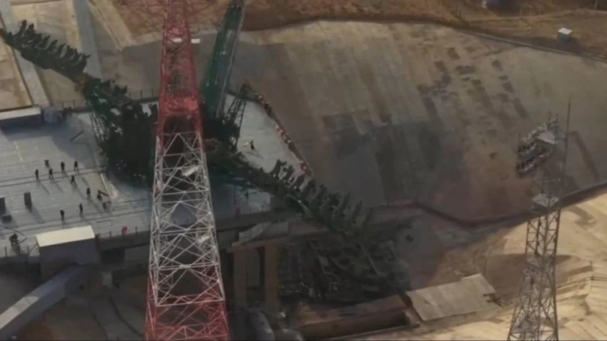 На Байконуре после запуска российского «Союза» повреждена стартовая площадка