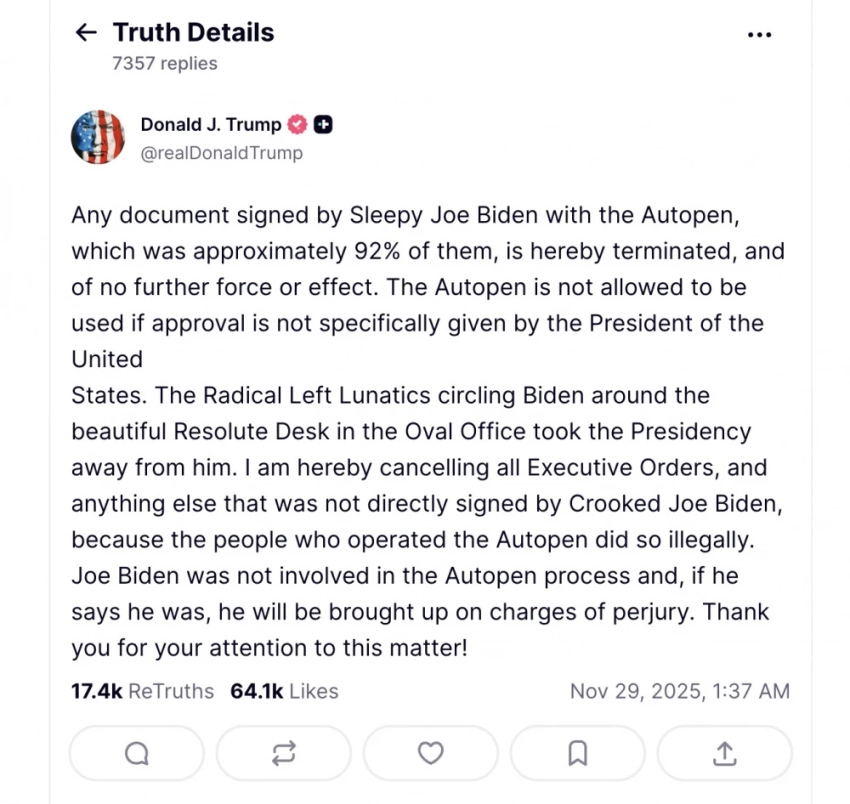 Дональд Трамп аннулирует большинство указов Байдена из-за автопера