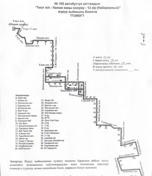В Бишкеке изменили маршрут автобуса №195 (схема)
