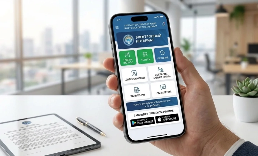 Минюст Кыргызстана запустил мобильное приложение «Электронный нотариат»